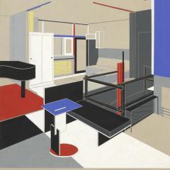 Interior of the Rietveld Schröder House with the girl’s sleeping area (1924)