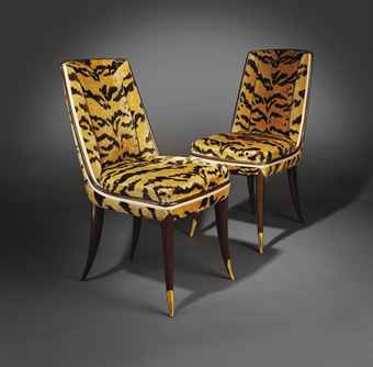 'Rothermere/Dubly', A Pair of Macassar Ebony re-upholstered chairs by Emile-Jacques Ruhlmann