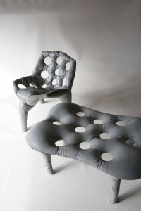 Concrete Chair and Side Table by Tejo Remy & Rene Veenhuizen