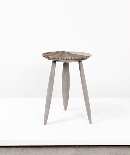 Studs stool: Fendi Discarded leather, brass studs 