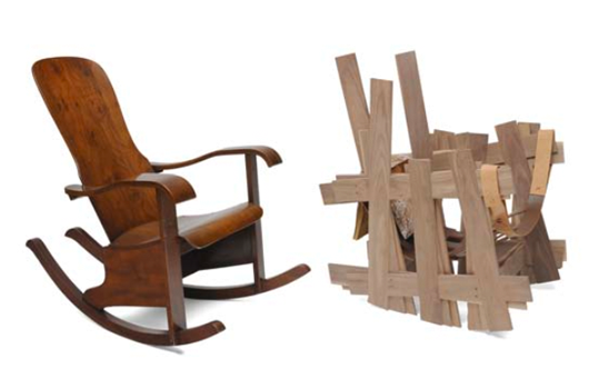 Rocking Chair "Movels" – 1942 Editions Cimo ; Rocking Favela by Studio Makkink & Bey – 2008