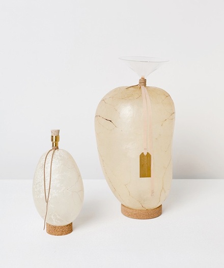 Water containers: Cow bladders, glass, brass, cork 