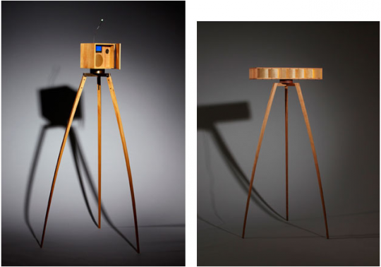 "Trans-Sep09A01" floor lamp in zelkova wood and brass by Zong-Sun Bahk, 2009