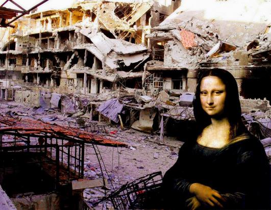 TAP66 Tammam Azzam 'Syrian Museum - Mona Lisa' 100 X 130 cm. Archival Print on Canvas 2012