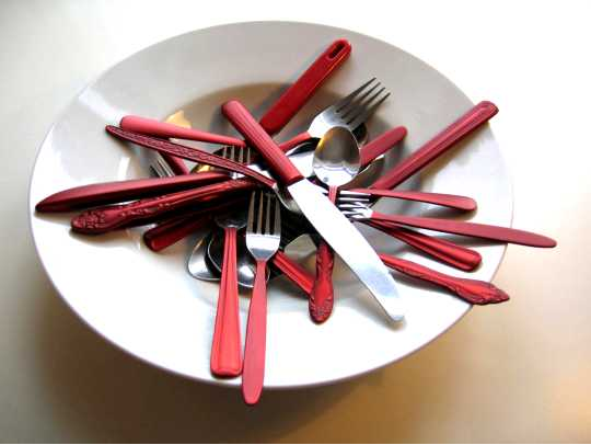 Red Handle cutlery by Anne Marchand