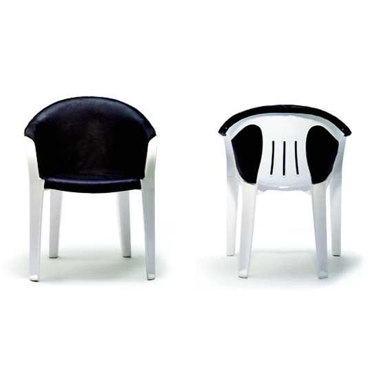 Plastic armchair upholstered in black leather, by Swedish designer team Front, 2006