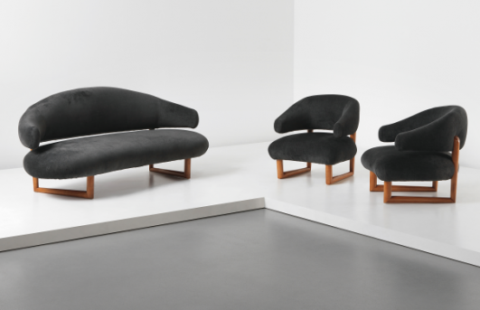 JEAN ROYÈRE 'Sculpture' sofa and pair of armchairs, circa 1956 Estimate £200,000 - 300,000