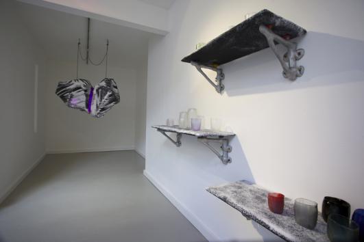 Silo Studio, installation view including Doric Light, Shelves and Tumblers (2012), photo © Philip Sayer courtesy of Marsden Woo Gallery